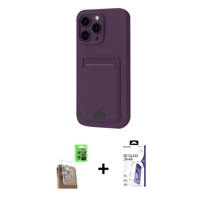 MARSİLYAN™- iPhone 16 Pro Max Kılıf Vadi Çizgi Prime - Siyah Bilvis 3X AR HD Cam Ekran Koruyucu + Raze Metal Kamera Lens - CLTM