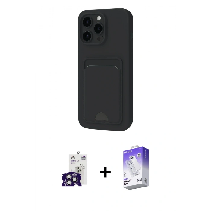 MARSİLYAN™- iPhone 16 Pro Max Kılıf Vadi Çizgi Prime - Siyah Bilvis 5in1 3D Magic Cam Ekran Koruyucu + Bilvis Titan Kamera Lens - TMGI
