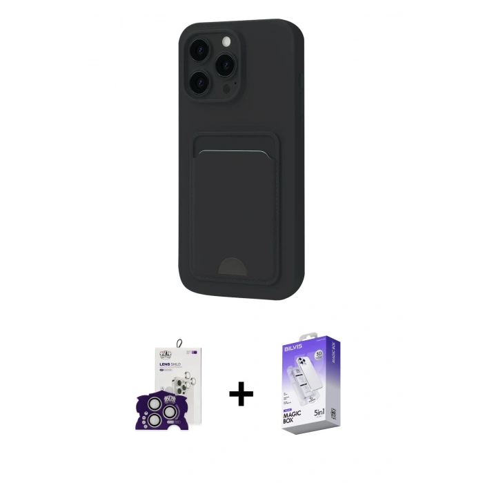 MARSİLYAN™- iPhone 16 Pro Max Kılıf Vadi Çizgi Prime - Siyah Bilvis 5in1 3D Magic Cam Ekran Koruyucu + Bilvis Titan Kamera Lens - GS