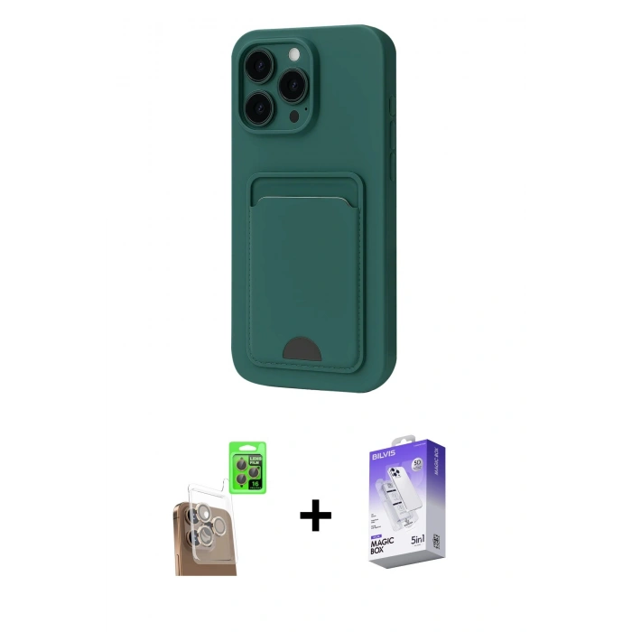 MARSİLYAN™- iPhone 16 Pro Max Kılıf Vadi Çizgi Prime - Siyah Bilvis 5in1 3D Magic Cam Ekran Koruyucu + Çöl Titanyum Raze Metal Kamera Lens