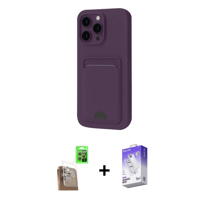 MARSİLYAN™- iPhone 16 Pro Max Kılıf Vadi Çizgi Prime - Siyah Bilvis 5in1 3D Magic Cam Ekran Koruyucu + Çöl Titanyum Raze Metal Kamera Lens