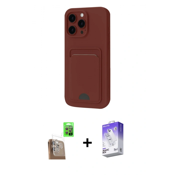 MARSİLYAN™- iPhone 16 Pro Max Kılıf Vadi Çizgi Prime - Siyah Bilvis 5in1 3D Magic Cam Ekran Koruyucu + Çöl Titanyum Raze Metal Kamera Lens