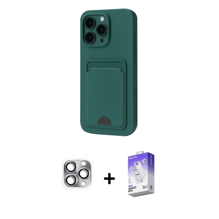 MARSİLYAN™- iPhone 16 Pro Max Kılıf Vadi Çizgi Prime - Siyah Bilvis 5in1 3D Magic Cam Ekran Koruyucu + Pers Alüminyum Kamera Lens - GI