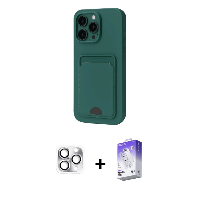 MARSİLYAN™- iPhone 16 Pro Max Kılıf Vadi Çizgi Prime - Siyah Bilvis 5in1 3D Magic Cam Ekran Koruyucu + Gümüş Pers Alüminyum Kamera Lens