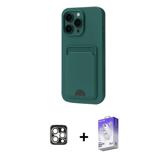 MARSİLYAN™- iPhone 16 Pro Max Kılıf Vadi Çizgi Prime - Siyah Bilvis 5in1 3D Magic Cam Ekran Koruyucu + PVD Metal Kamera Lens - GS