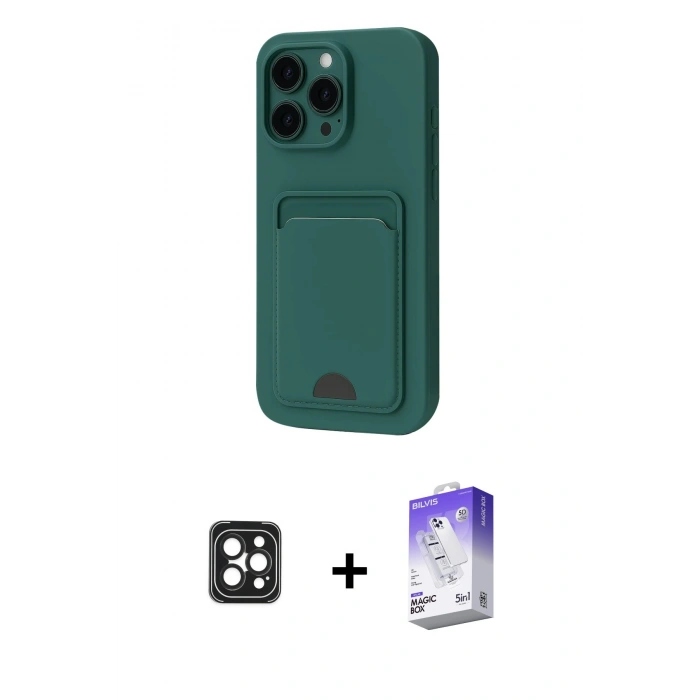MARSİLYAN™- iPhone 16 Pro Max Kılıf Vadi Çizgi Prime - Siyah Bilvis 5in1 3D Magic Cam Ekran Koruyucu + PVD Metal Kamera Lens - SH