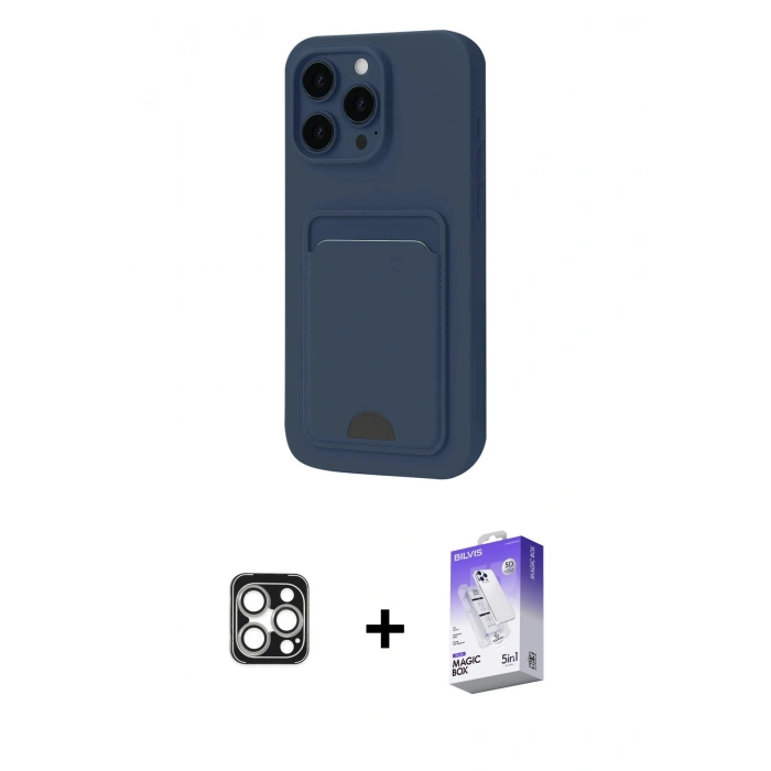 MARSİLYAN™- iPhone 16 Pro Max Kılıf Vadi Çizgi Prime - Siyah Bilvis 5in1 3D Magic Cam Ekran Koruyucu + PVD Metal Kamera Lens - GS