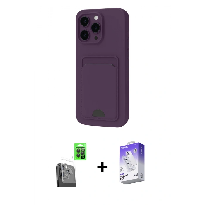 MARSİLYAN™- iPhone 16 Pro Max Kılıf Vadi Çizgi Prime - Siyah Bilvis 5in1 3D Magic Cam Ekran Koruyucu + Raze Metal Kamera Lens - SH