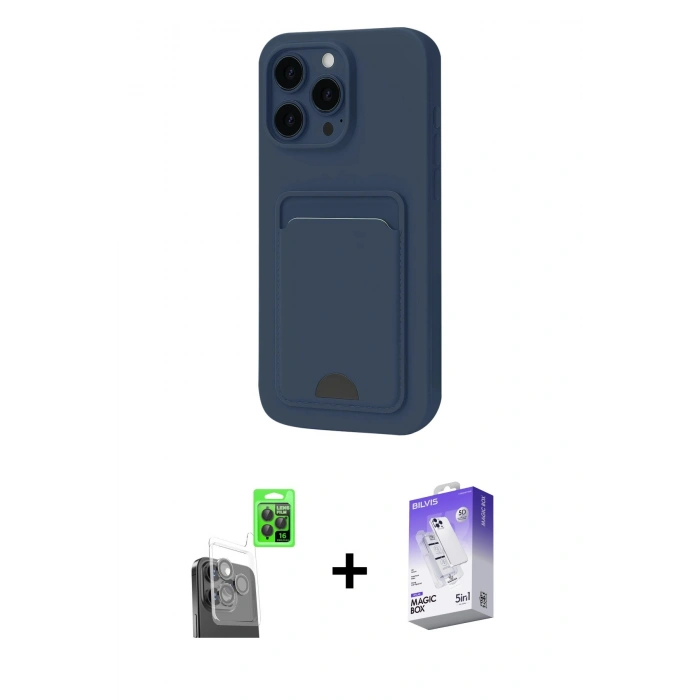 MARSİLYAN™- iPhone 16 Pro Max Kılıf Vadi Çizgi Prime - Siyah Bilvis 5in1 3D Magic Cam Ekran Koruyucu + Raze Metal Kamera Lens - SH