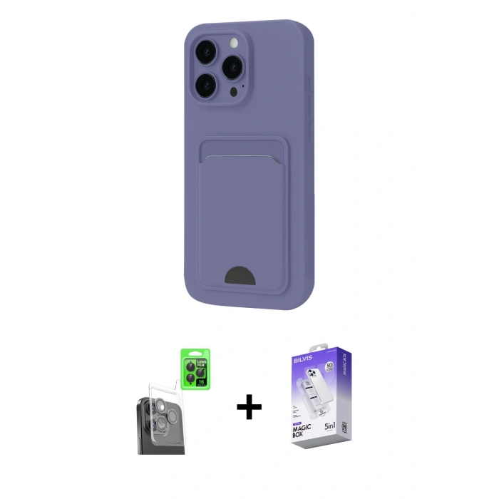 MARSİLYAN™- iPhone 16 Pro Max Kılıf Vadi Çizgi Prime - Siyah Bilvis 5in1 3D Magic Cam Ekran Koruyucu + Raze Metal Kamera Lens - SH