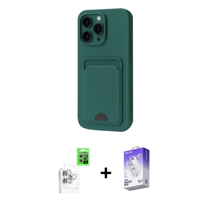 MARSİLYAN™- iPhone 16 Pro Max Kılıf Vadi Çizgi Prime - Siyah Bilvis 5in1 3D Magic Cam Ekran Koruyucu + Raze Metal Kamera Lens - BZ
