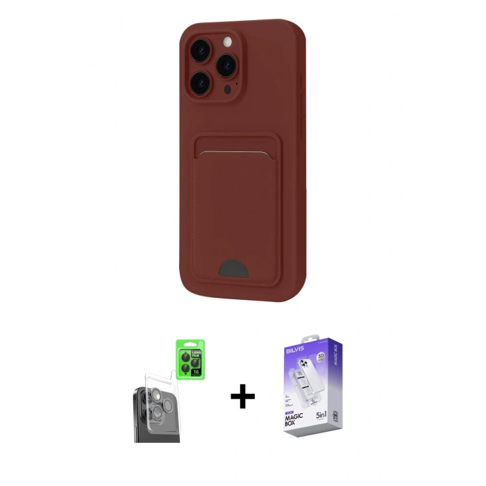 MARSİLYAN™- iPhone 16 Pro Max Kılıf Vadi Çizgi Prime - Siyah Bilvis 5in1 3D Magic Cam Ekran Koruyucu + Raze Metal Kamera Lens - SH