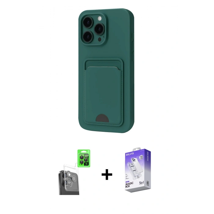 MARSİLYAN™- iPhone 16 Pro Max Kılıf Vadi Çizgi Prime - Siyah Bilvis 5in1 3D Magic Cam Ekran Koruyucu + Raze Metal Kamera Lens - SH