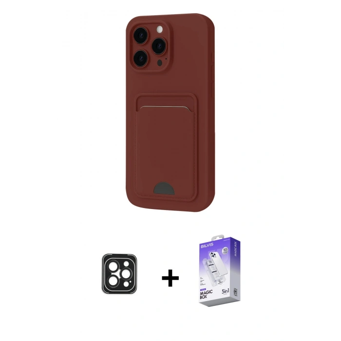 MARSİLYAN™- iPhone 16 Pro Max Kılıf Vadi Çizgi Prime - Siyah Bilvis 5in1 3D Magic Cam Ekran Koruyucu + Siyah PVD Metal Kamera Lens