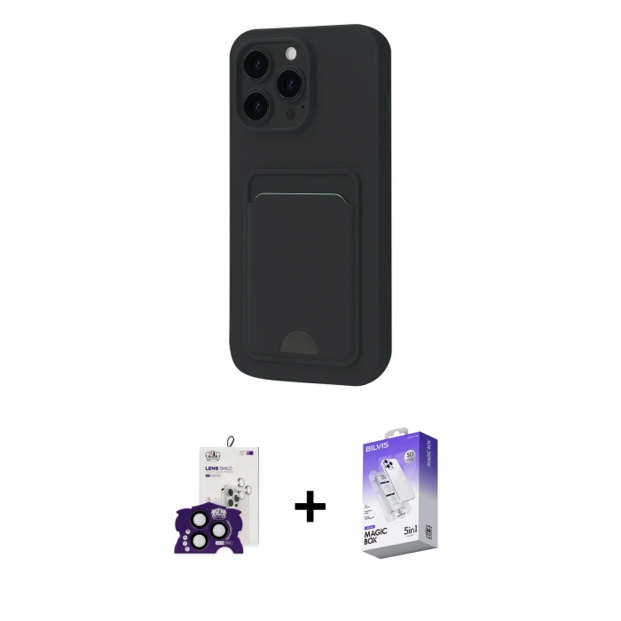 MARSİLYAN™- iPhone 16 Pro Max Kılıf Vadi Çizgi Prime - Siyah Bilvis 5in1 3D Magic Cam Ekran Koruyucu + Bilvis Titan Kamera Lens - SH