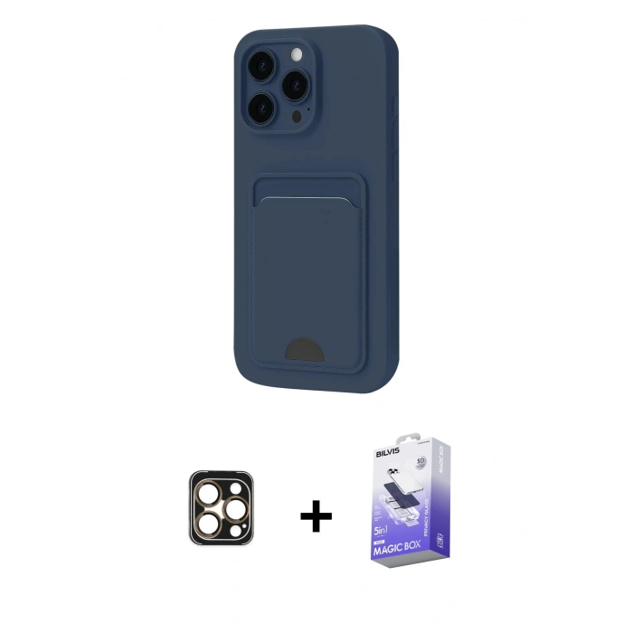 MARSİLYAN™- iPhone 16 Pro Max Kılıf Vadi Çizgi Prime - Siyah Bilvis 5in1 5D Magic Hayalet Cam Ekran Koruyucu + PVD Metal Kamera Lens - GD