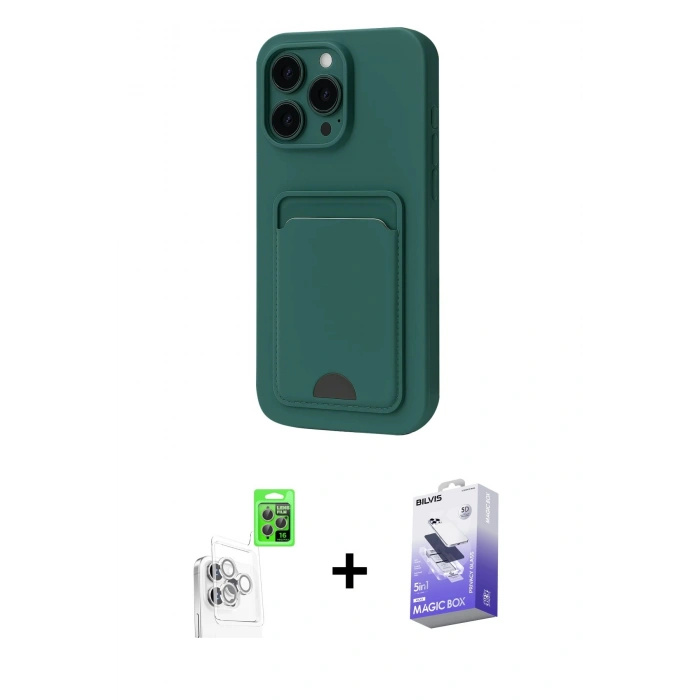 MARSİLYAN™- iPhone 16 Pro Max Kılıf Vadi Çizgi Prime - Siyah Bilvis 5in1 5D Magic Hayalet Cam Ekran Koruyucu + Raze Metal Kamera Lens - BZ