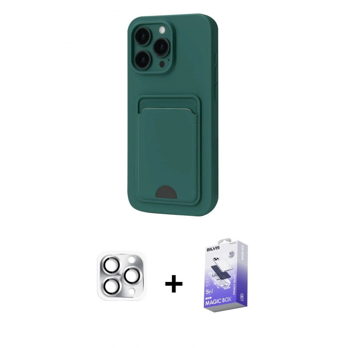 MARSİLYAN™- iPhone 16 Pro Max Kılıf Vadi Çizgi Prime - Siyah Bilvis 5in1 5D Magic Hayalet Cam Ekran Koruyucu + Pers Alüminyum Kamera Lens - GS