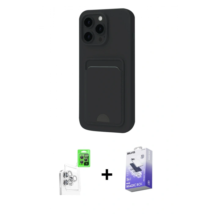 MARSİLYAN™- iPhone 16 Pro Max Kılıf Vadi Çizgi Prime - Siyah Bilvis 5in1 5D Magic Hayalet Cam Ekran Koruyucu + Raze Metal Kamera Lens - BZ