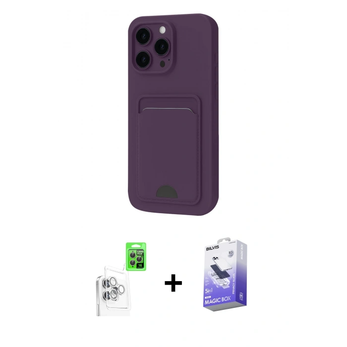 MARSİLYAN™- iPhone 16 Pro Max Kılıf Vadi Çizgi Prime - Siyah Bilvis 5in1 5D Magic Hayalet Cam Ekran Koruyucu + Raze Metal Kamera Lens - BZ