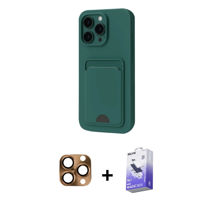MARSİLYAN™- iPhone 16 Pro Max Kılıf Vadi Çizgi Prime - Siyah Bilvis 5in1 5D Magic Hayalet Cam Ekran Koruyucu + Pers Alüminyum Kamera Lens - CLTM