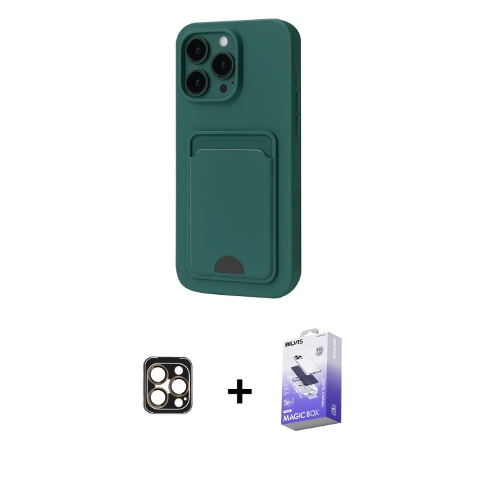 MARSİLYAN™- iPhone 16 Pro Max Kılıf Vadi Çizgi Prime - Siyah Bilvis 5in1 5D Magic Hayalet Cam Ekran Koruyucu + PVD Metal Kamera Lens - GD