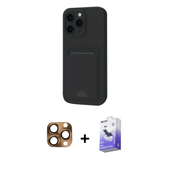 MARSİLYAN™- iPhone 16 Pro Max Kılıf Vadi Çizgi Prime - Siyah Bilvis 5in1 5D Magic Hayalet Cam Ekran Koruyucu + Pers Alüminyum Kamera Lens - CLTM