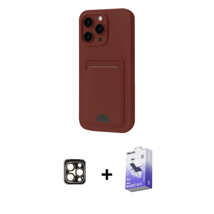 MARSİLYAN™- iPhone 16 Pro Max Kılıf Vadi Çizgi Prime - Siyah Bilvis 5in1 5D Magic Hayalet Cam Ekran Koruyucu + PVD Metal Kamera Lens - GD