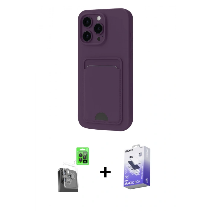 MARSİLYAN™- iPhone 16 Pro Max Kılıf Vadi Çizgi Prime - Siyah Bilvis 5in1 5D Magic Hayalet Cam Ekran Koruyucu + Raze Metal Kamera Lens - SH
