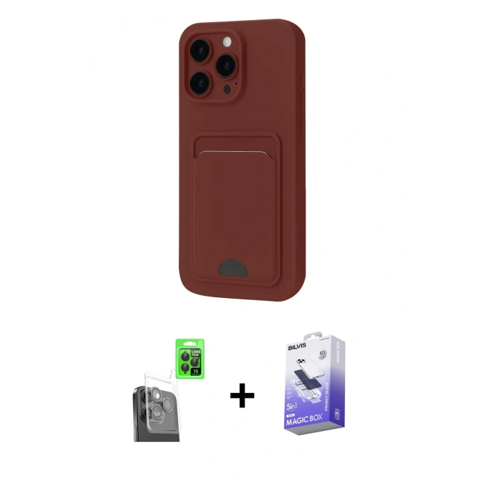 MARSİLYAN™- iPhone 16 Pro Max Kılıf Vadi Çizgi Prime - Siyah Bilvis 5in1 5D Magic Hayalet Cam Ekran Koruyucu + Raze Metal Kamera Lens - SH