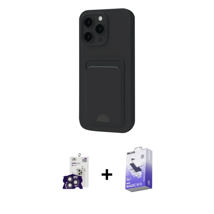 MARSİLYAN™- iPhone 16 Pro Max Kılıf Vadi Çizgi Prime - Siyah Bilvis 5in1 5D Magic Hayalet Cam Ekran Koruyucu + Bilvis Titan Kamera Lens - TMGI