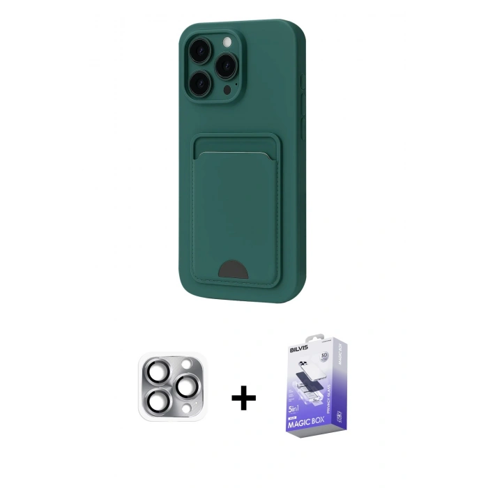 MARSİLYAN™- iPhone 16 Pro Max Kılıf Vadi Çizgi Prime - Siyah Bilvis 5in1 5D Magic Hayalet Cam Ekran Koruyucu + Pers Alüminyum Kamera Lens - GI