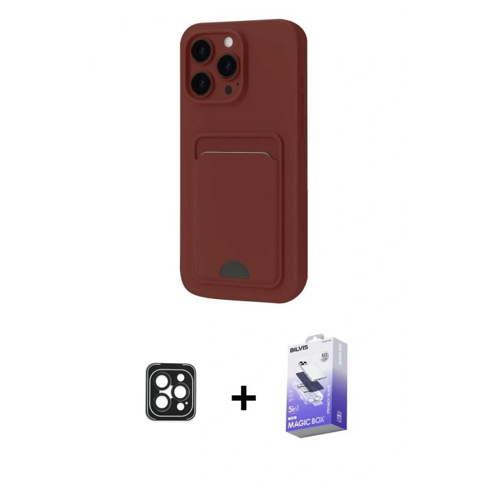 MARSİLYAN™- iPhone 16 Pro Max Kılıf Vadi Çizgi Prime - Siyah Bilvis 5in1 5D Magic Hayalet Cam Ekran Koruyucu + PVD Metal Kamera Lens - SH