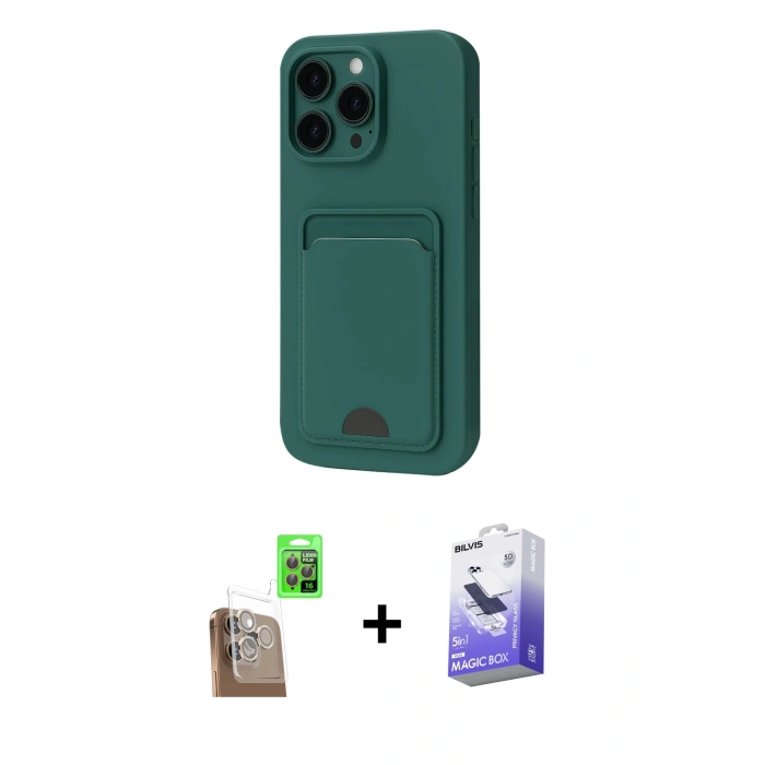 MARSİLYAN™- iPhone 16 Pro Max Kılıf Vadi Çizgi Prime - Siyah Bilvis 5in1 5D Magic Hayalet Cam Ekran Koruyucu + Raze Metal Kamera Lens - CLTM