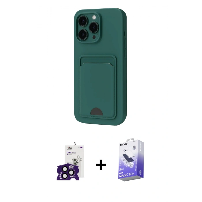 MARSİLYAN™- iPhone 16 Pro Max Kılıf Vadi Çizgi Prime - Siyah Bilvis 5in1 5D Magic Hayalet Cam Ekran Koruyucu + Siyah Bilvis Titan Kamera Lens