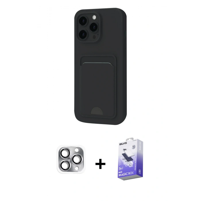 MARSİLYAN™- iPhone 16 Pro Max Kılıf Vadi Çizgi Prime - Siyah Bilvis 5in1 5D Magic Hayalet Cam Ekran Koruyucu + Pers Alüminyum Kamera Lens - GI