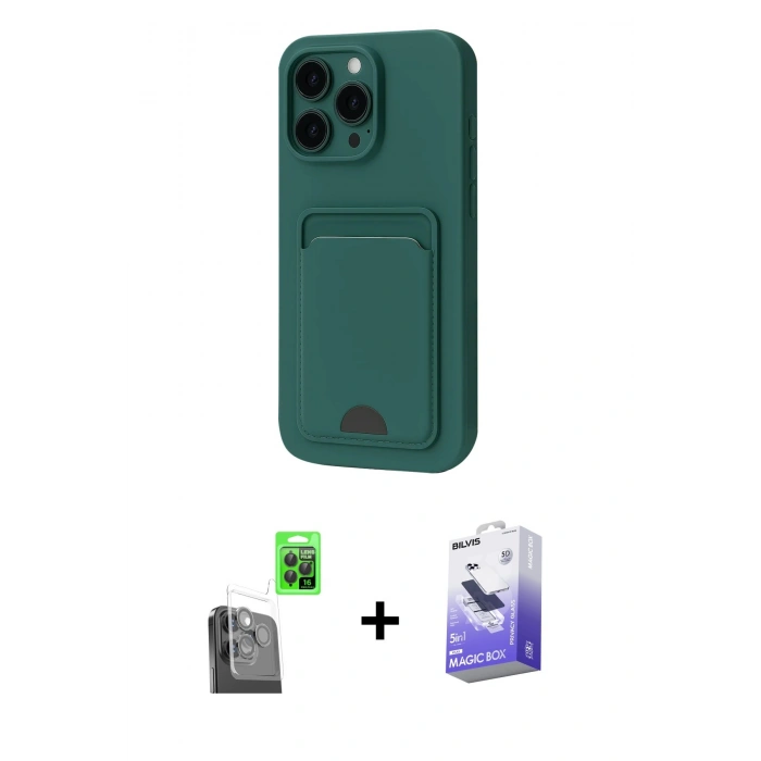 MARSİLYAN™- iPhone 16 Pro Max Kılıf Vadi Çizgi Prime - Siyah Bilvis 5in1 5D Magic Hayalet Cam Ekran Koruyucu + Raze Metal Kamera Lens - SH