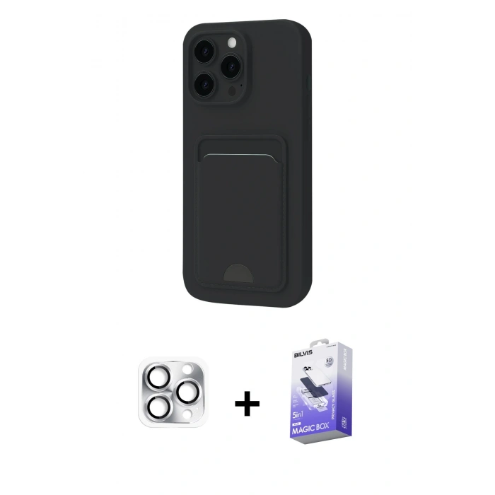 MARSİLYAN™- iPhone 16 Pro Max Kılıf Vadi Çizgi Prime - Siyah Bilvis 5in1 5D Magic Hayalet Cam Ekran Koruyucu + Pers Alüminyum Kamera Lens - GS