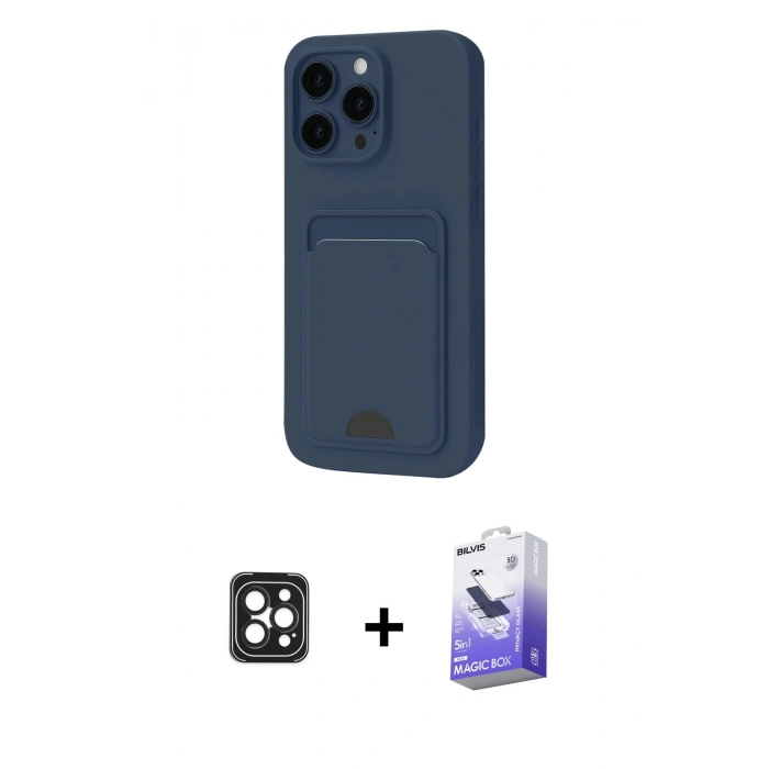 MARSİLYAN™- iPhone 16 Pro Max Kılıf Vadi Çizgi Prime - Siyah Bilvis 5in1 5D Magic Hayalet Cam Ekran Koruyucu + PVD Metal Kamera Lens - SH