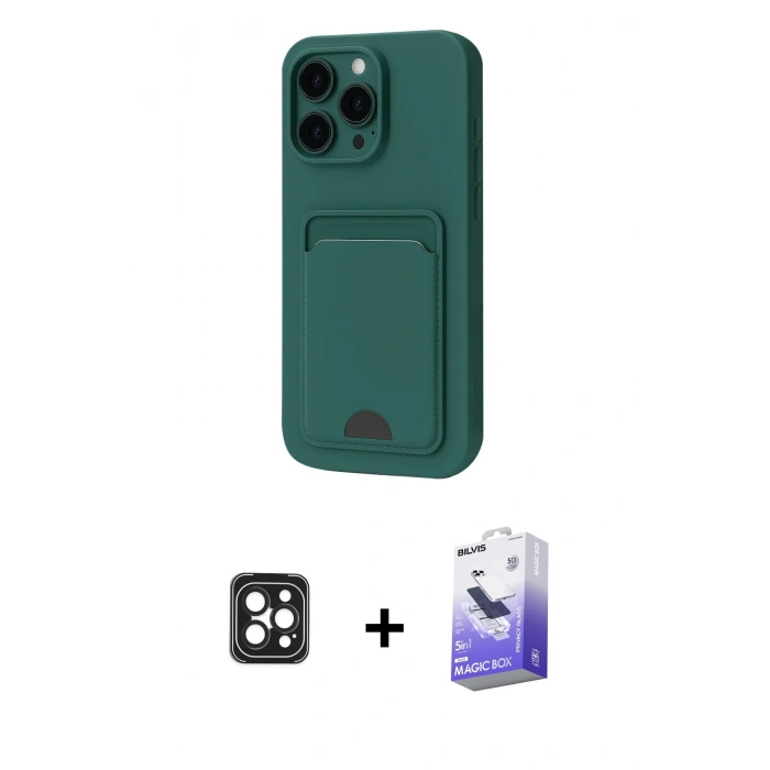 MARSİLYAN™- iPhone 16 Pro Max Kılıf Vadi Çizgi Prime - Siyah Bilvis 5in1 5D Magic Hayalet Cam Ekran Koruyucu + PVD Metal Kamera Lens - SH