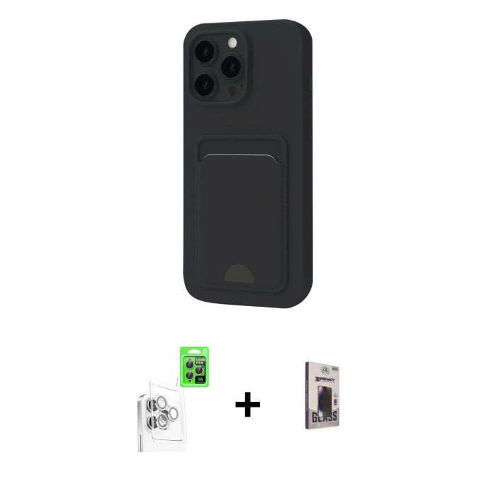 MARSİLYAN™- iPhone 16 Pro Max Kılıf Vadi Çizgi Prime - Siyah Bilvis Hayalet Cam Ekran Koruyucu + Raze Metal Kamera Lens - BZ