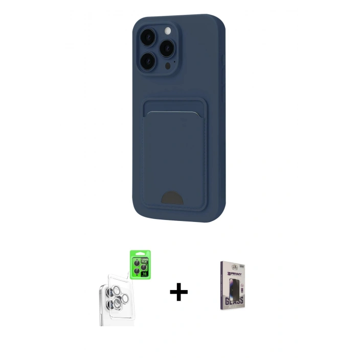 MARSİLYAN™- iPhone 16 Pro Max Kılıf Vadi Çizgi Prime - Siyah Bilvis Hayalet Cam Ekran Koruyucu + Raze Metal Kamera Lens - BZ