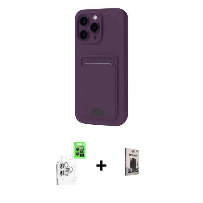 MARSİLYAN™- iPhone 16 Pro Max Kılıf Vadi Çizgi Prime - Siyah Bilvis Hayalet Cam Ekran Koruyucu + Raze Metal Kamera Lens - BZ