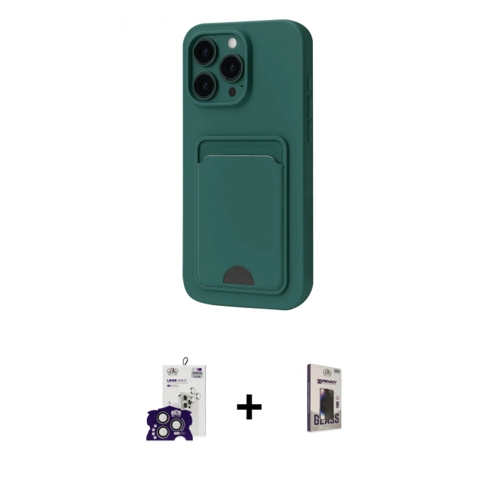 MARSİLYAN™- iPhone 16 Pro Max Kılıf Vadi Çizgi Prime - Siyah Bilvis Hayalet Cam Ekran Koruyucu + Bilvis Titan Kamera Lens - TMGI