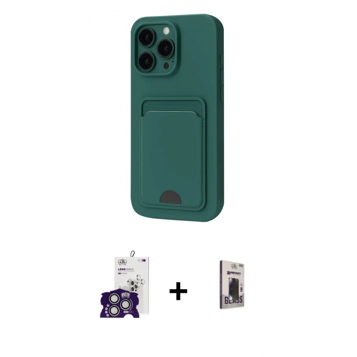 MARSİLYAN™- iPhone 16 Pro Max Kılıf Vadi Çizgi Prime - Siyah Bilvis Hayalet Cam Ekran Koruyucu + Bilvis Titan Kamera Lens - GS