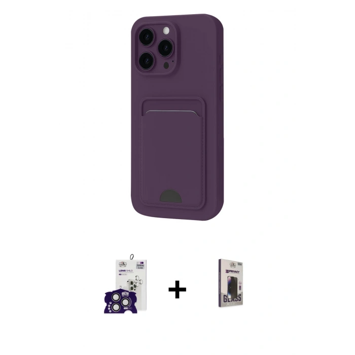 MARSİLYAN™- iPhone 16 Pro Max Kılıf Vadi Çizgi Prime - Siyah Bilvis Hayalet Cam Ekran Koruyucu + Bilvis Titan Kamera Lens - TMGI