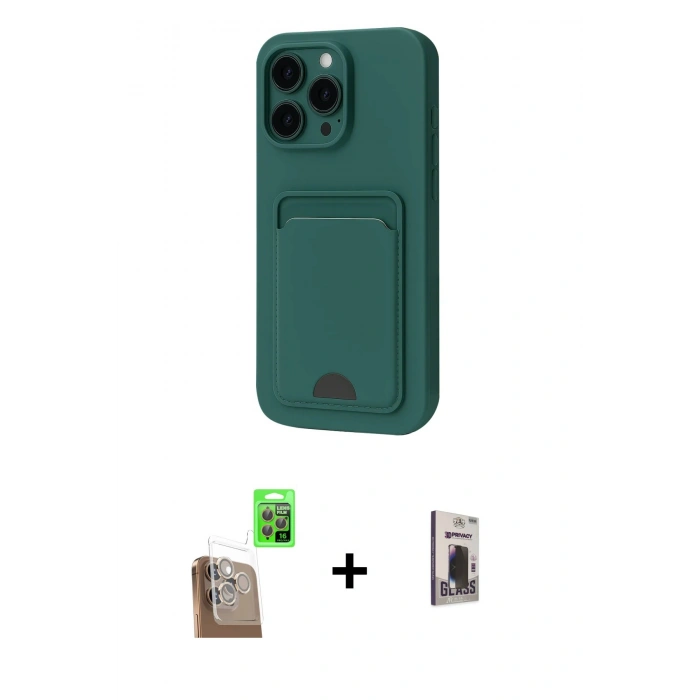 MARSİLYAN™- iPhone 16 Pro Max Kılıf Vadi Çizgi Prime - Siyah Bilvis Hayalet Cam Ekran Koruyucu + Raze Metal Kamera Lens - CLTM