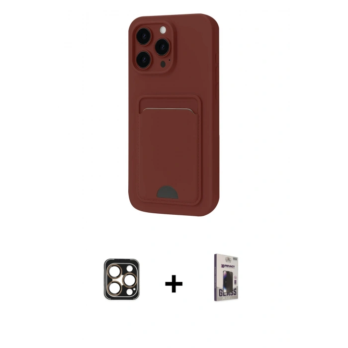 MARSİLYAN™- iPhone 16 Pro Max Kılıf Vadi Çizgi Prime - Siyah Bilvis Hayalet Cam Ekran Koruyucu + PVD Metal Kamera Lens - GD