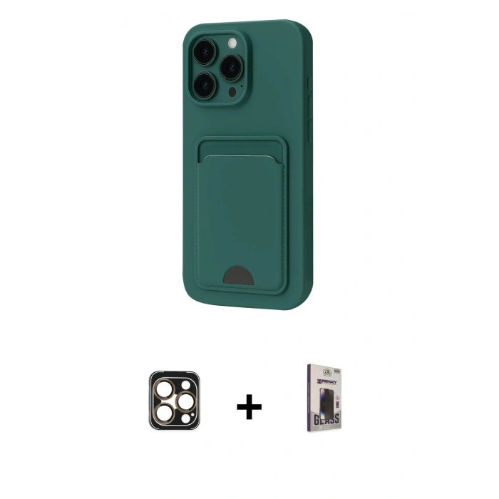 MARSİLYAN™- iPhone 16 Pro Max Kılıf Vadi Çizgi Prime - Siyah Bilvis Hayalet Cam Ekran Koruyucu + PVD Metal Kamera Lens - GD