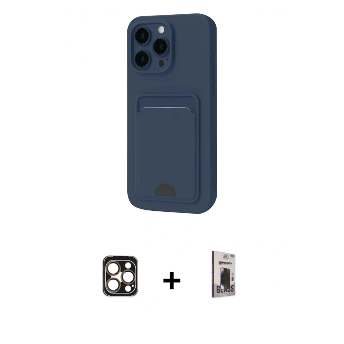 MARSİLYAN™- iPhone 16 Pro Max Kılıf Vadi Çizgi Prime - Siyah Bilvis Hayalet Cam Ekran Koruyucu + PVD Metal Kamera Lens - GD